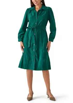 Long Sleeve Corduroy Shirtdress by 52seven