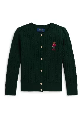 Polo Bear Mini-Cable Cotton Cardigan by Ralph Lauren