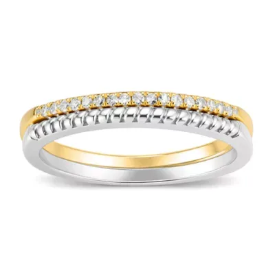 Sterling Silver Diamond Two-Tone Stackable Ring Set - 1/10 TDW by Kylie Harper