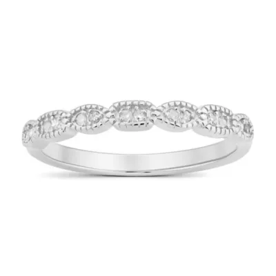 Sterling Silver Vintage Milgrain-Finish Diamond Band Ring by Kylie Harper