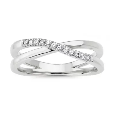 Sterling Silver Petite Diamond Crossover x Ring - 1/8 TDW by Kylie Harper