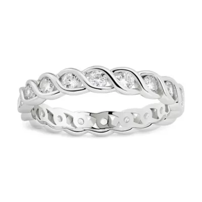 Sterling Silver Swirling CZ Eternity Band Ring by Kylie Harper