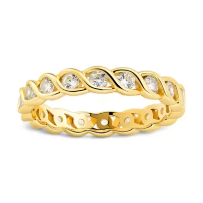 Sterling Silver Swirling CZ Eternity Band Ring