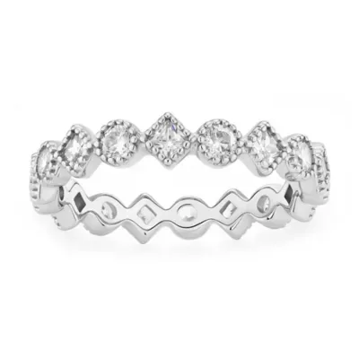 Sterling Silver Petite Vintage CZ Eternity Band Ring by Kylie Harper