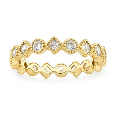 Sterling Silver Petite Vintage CZ Eternity Band Ring