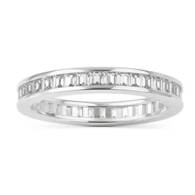 Sterling Silver Channel-Set Baguette CZ Eternity Band Ring by Kylie Harper