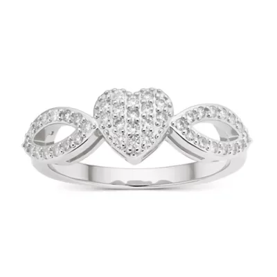 Sterling Silver Petite Pave Floral Heart Ring by Kylie Harper