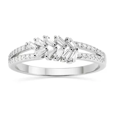 Sterling Silver Baguette-Cut CZ Floral Ring by Kylie Harper