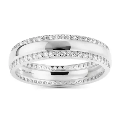 Sterling Silver 3-Row CZ Eternity Band Ring by Kylie Harper