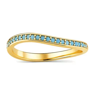 Sterling Silver Turquoise Wave Band Ring