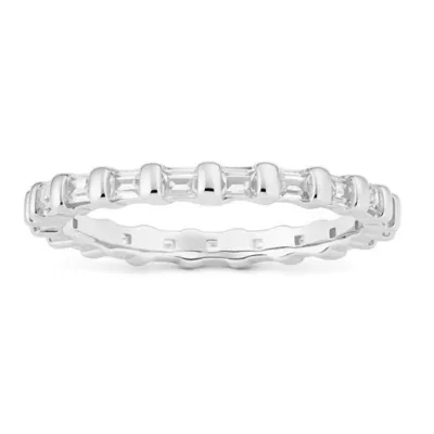 Sterling Silver Princess-Cut CZ Eternity Band Ring by Kylie Harper