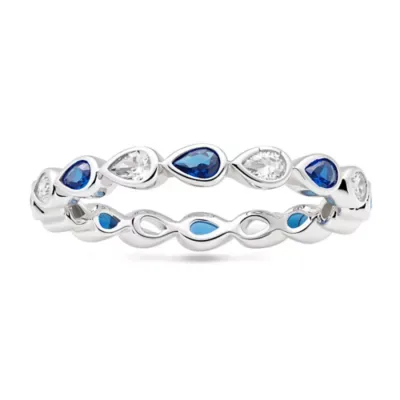 Sterling Silver Petite Pear-Cut Eternity Band Ring
