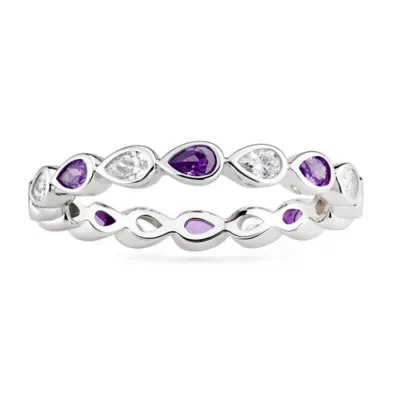 Sterling Silver Petite Pear-Cut Eternity Band Ring