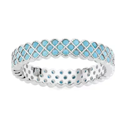 Sterling Silver 3-Row Turquoise Eternity Band Ring by Kylie Harper