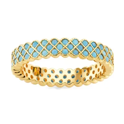 Sterling Silver 3-Row Turquoise Eternity Band Ring