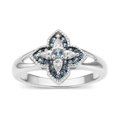 Sterling Silver London Blue CZ Clover Ring by Kylie Harper