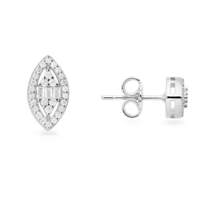 Sterling Silver Multi-Cut Marquise Halo Stud Earrings by Kylie Harper