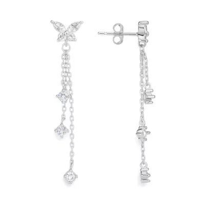 Sterling Silver Butterfly CZ Fringe Earrings by Kylie Harper