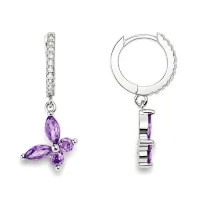 Sterling Silver Dangling Butterfly Hoop Earrings by Kylie Harper