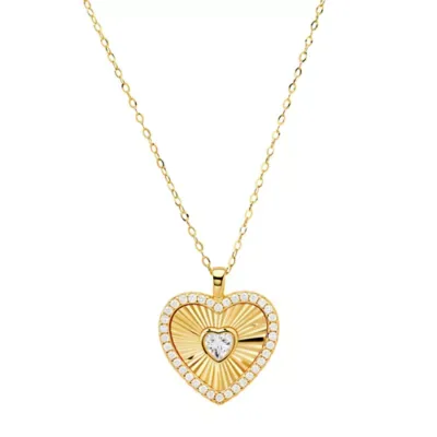 Sterling Silver Fluted Heart Halo Pendant by Kylie Harper