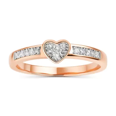 Sterling Silver Petite Diamond Heart Ring - 1/6 TDW