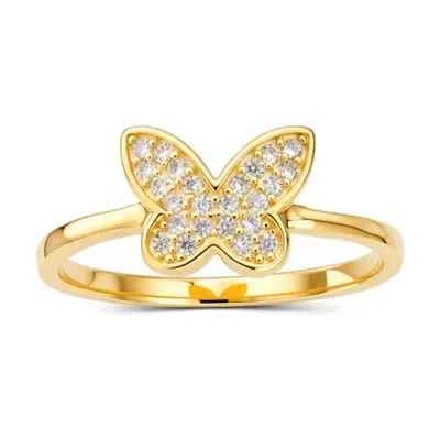 Sterling Silver Petite Pave CZ Butterfly Ring