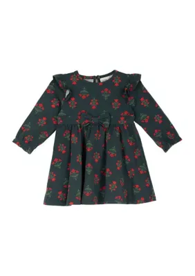 Flower Print Dress with Sleeve Ruffle by Rare Editions