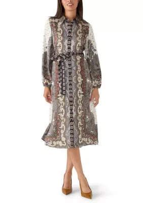Julia Jordan Printed Belted Satin Maxi Dress by Jordan