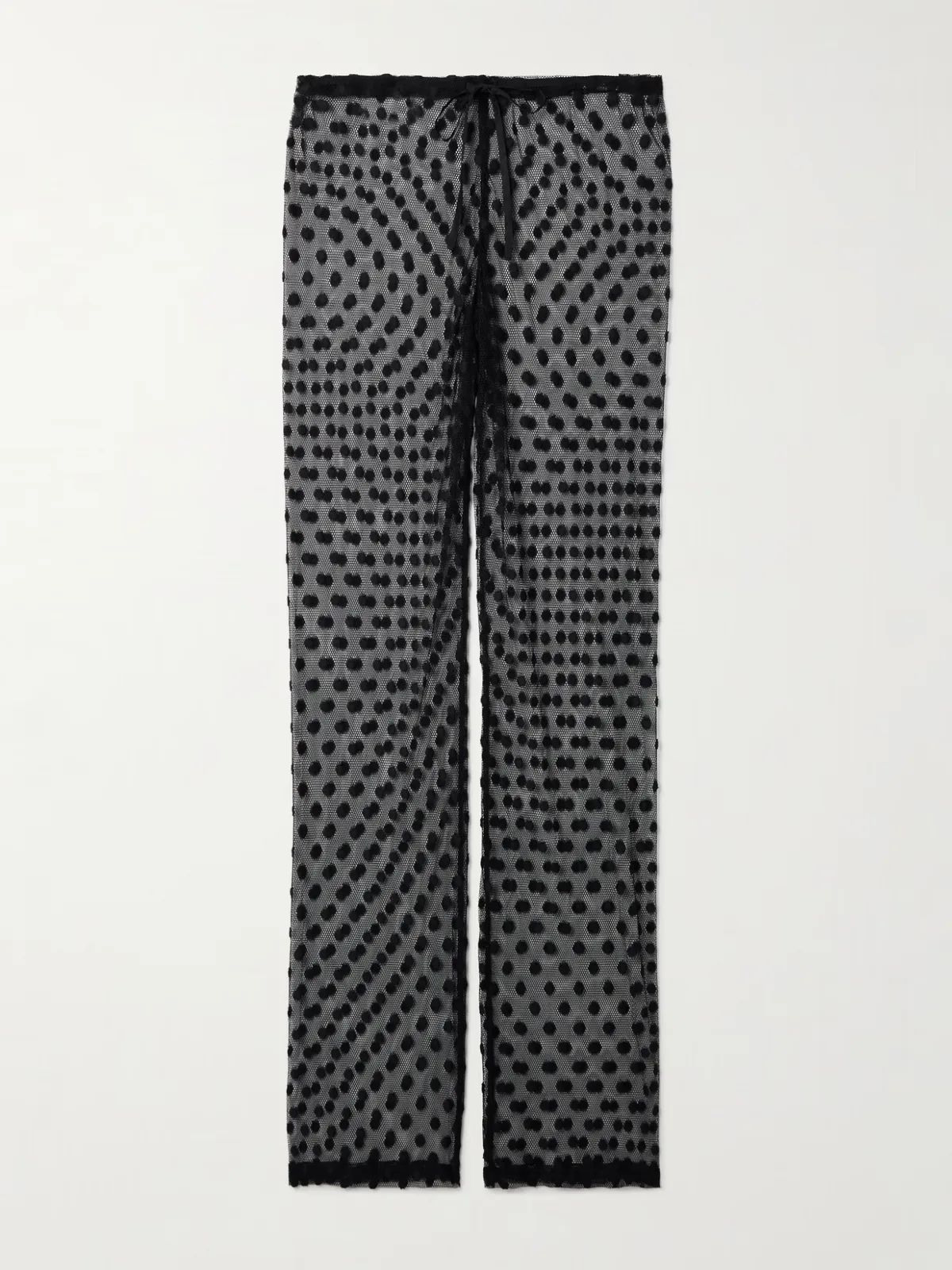 - Polka-dot Cotton-blend Mesh Wide-leg Pants -