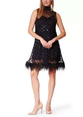 Julia Jordan Sequin Mesh Mock Neck Mini Dress by Jordan