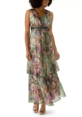 Livia Jolie Printed Organza Triple Tier Gown by Livia Jolie