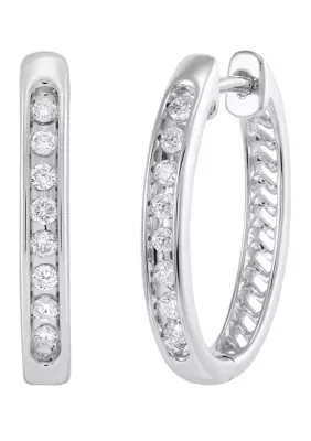 Belk & Co 1/3 ct. t.w. Lab Grown Diamond Hoop Earrings in Sterling Silver