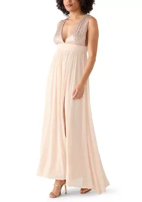 Sequin Bodice Chiffon Maxi Dress by Love by Design
