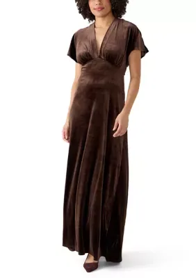 V-Neck Velvet Dolman Sleeve Maxi Dress by Love by Design