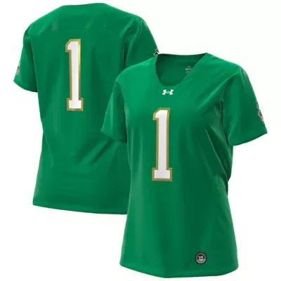 NCAA Under Armour #1 Kelly Notre Dame Fighting Irish Irish Wear Collection Football Replica Jersey by Under Armour