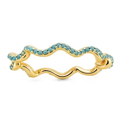 Sterling Silver Petite Swirling Turquoise Eternity Band Ring