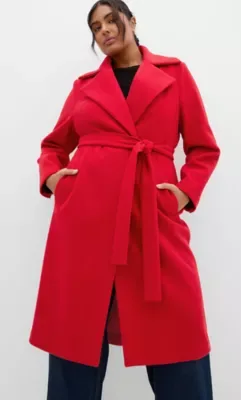 Riley Row Belted Coat by City Chic