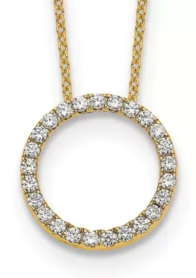 Lab Created 1/2 ct. t.w. Lab Grown Diamond VS+ F+ 18 Inch Eternity Pendant Necklace in 14K Yellow Gold by Belk & Co
