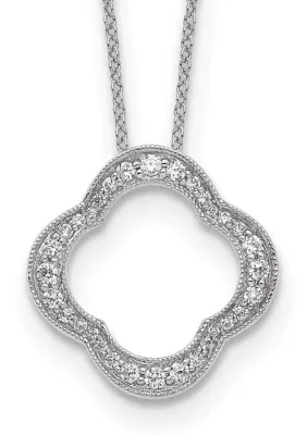 Lab Created 3/8 ct. t.w. Lab Grown Diamond VS+ F+ 18 Inch Quatrefoil Floral Necklace in 14K White Gold by Belk & Co