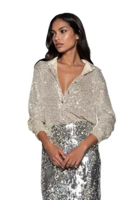 Quinn Sequin Button Down Blouse by Alexia Admor