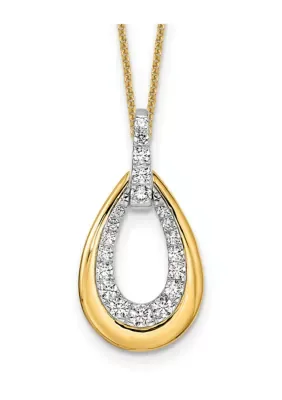 Lab Created 5/8 ct. t.w. Lab Grown Diamond VS+ F+ 18 Inch Teardrop Necklace in 14K Two-Tone Gold by Belk & Co