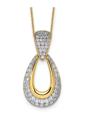Lab Created 1.30 ct. t.w. Lab Grown Diamond VS+ F+ 18 Inch Teardrop Necklace in White Rhodium 14K Yellow Gold by Belk & Co