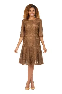 Ornate Lace Fit-and-Flare Midi Dress by Giovanna
