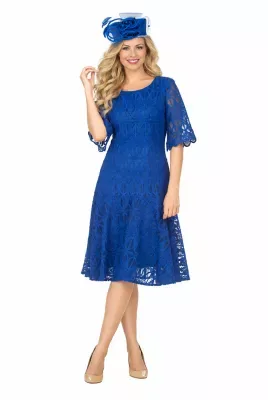 Ornate Lace Fit-and-Flare Midi Dress
