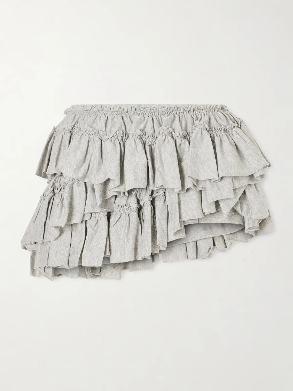 - Asymmetric Ruffled Cotton-jersey Shorts -