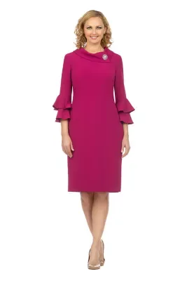 Draped Collar Bell Sleeve Shift Dress by Giovanna