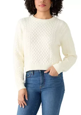 Long Sleeve Cable Knit Sweater by CeCe