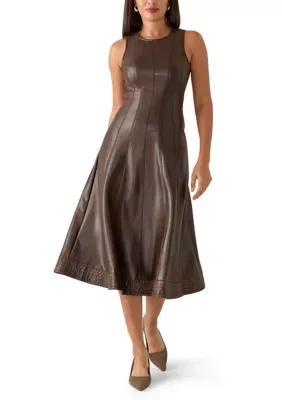 Faux Leather A-Line Dress by Robbie Bee