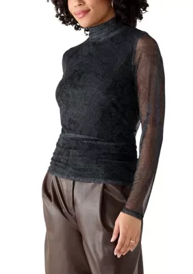 Leopard Mock Neck Mesh Top by Rafaella