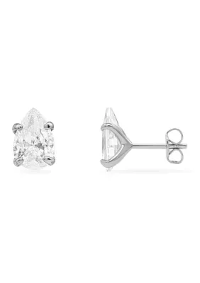 Sterling Silver Pear Cubic Zirconia Stud Earrings